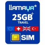 SIM Llamaya Travel 5G по Европе, UK + звонки
