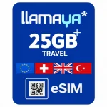 eSIM Llamaya Travel 5G по Европе, UK + звонки